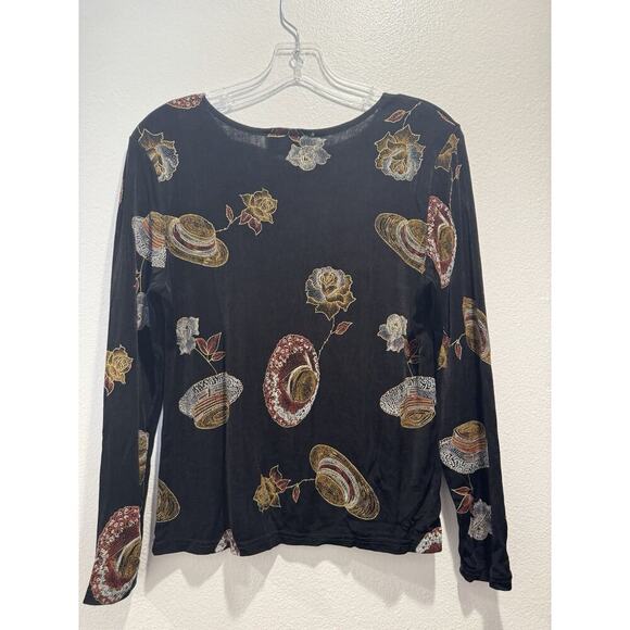 Western Connection Size Large Slinky Top Stretch Rose Hat Lady 90s Cowgirl Boho - Picture 2 of 7